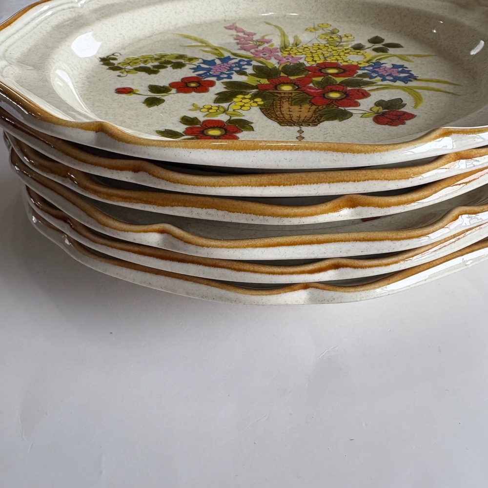 Mikasa Garden Club A Basket‎ of Wildflowers Dinner Plates 11" Set of 6 Vintage - Picture 2 of 8